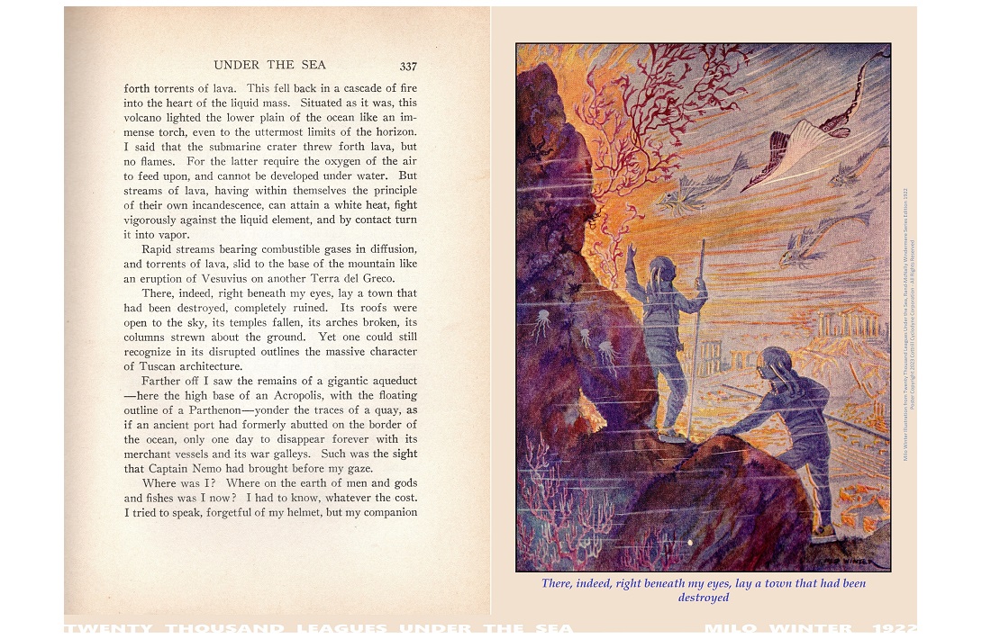 Diptych poster: There, indeed, right beneath my eyes, lay a town by Milo Winter